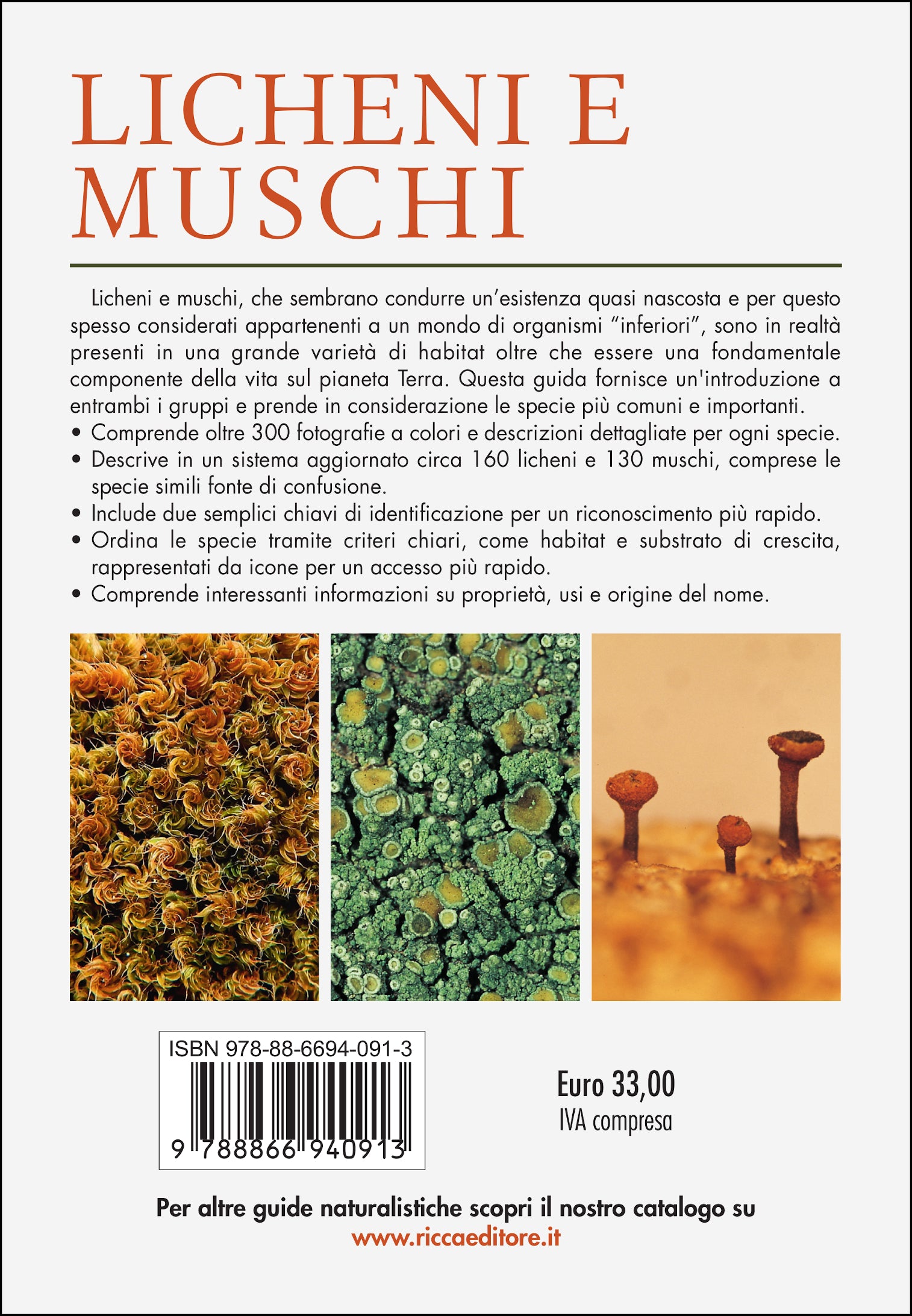 Ricca Editore Botanica Licheni e muschi guida 290 specie foto
