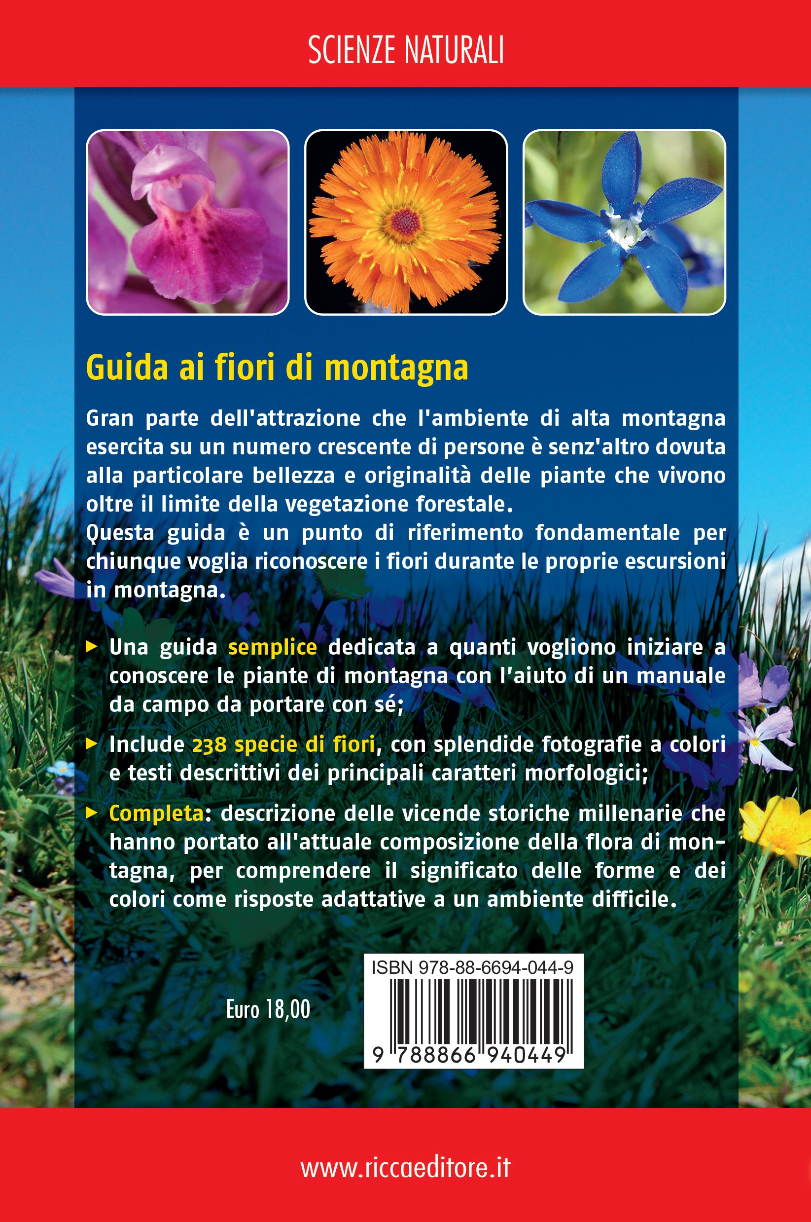 Ricca Editore Guida fiori montagna libro 240 specie foto