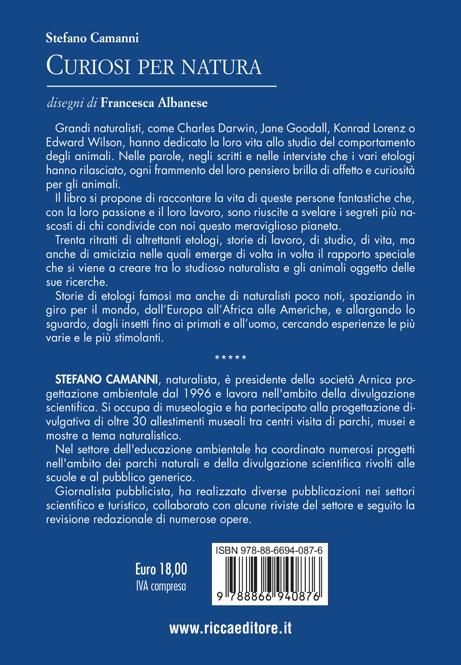 Ricca Editore Curiosi per natura libro 30 storie di etologi