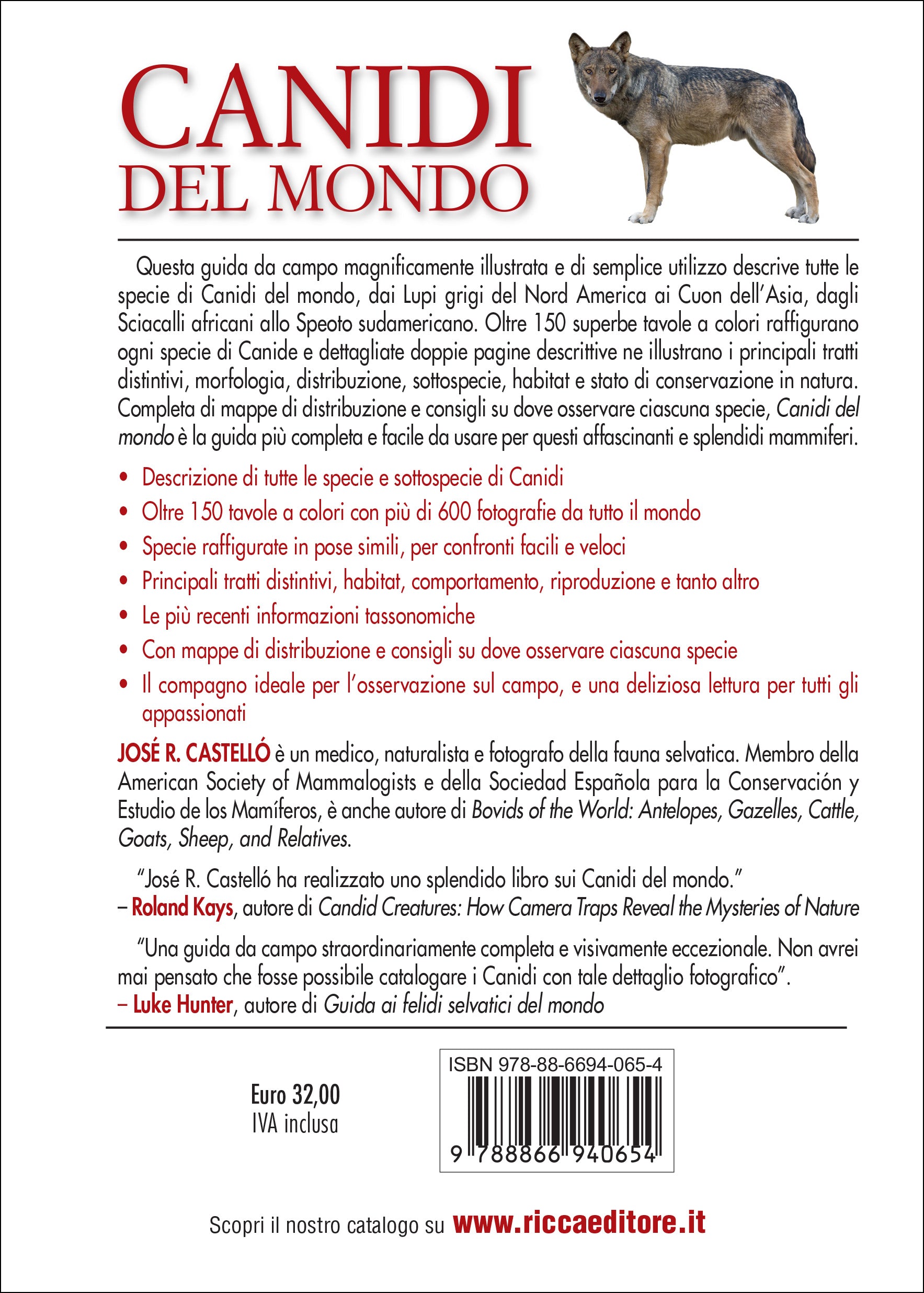 Ricca Editore Canidi del mondo libro lupi volpi 150 tavole