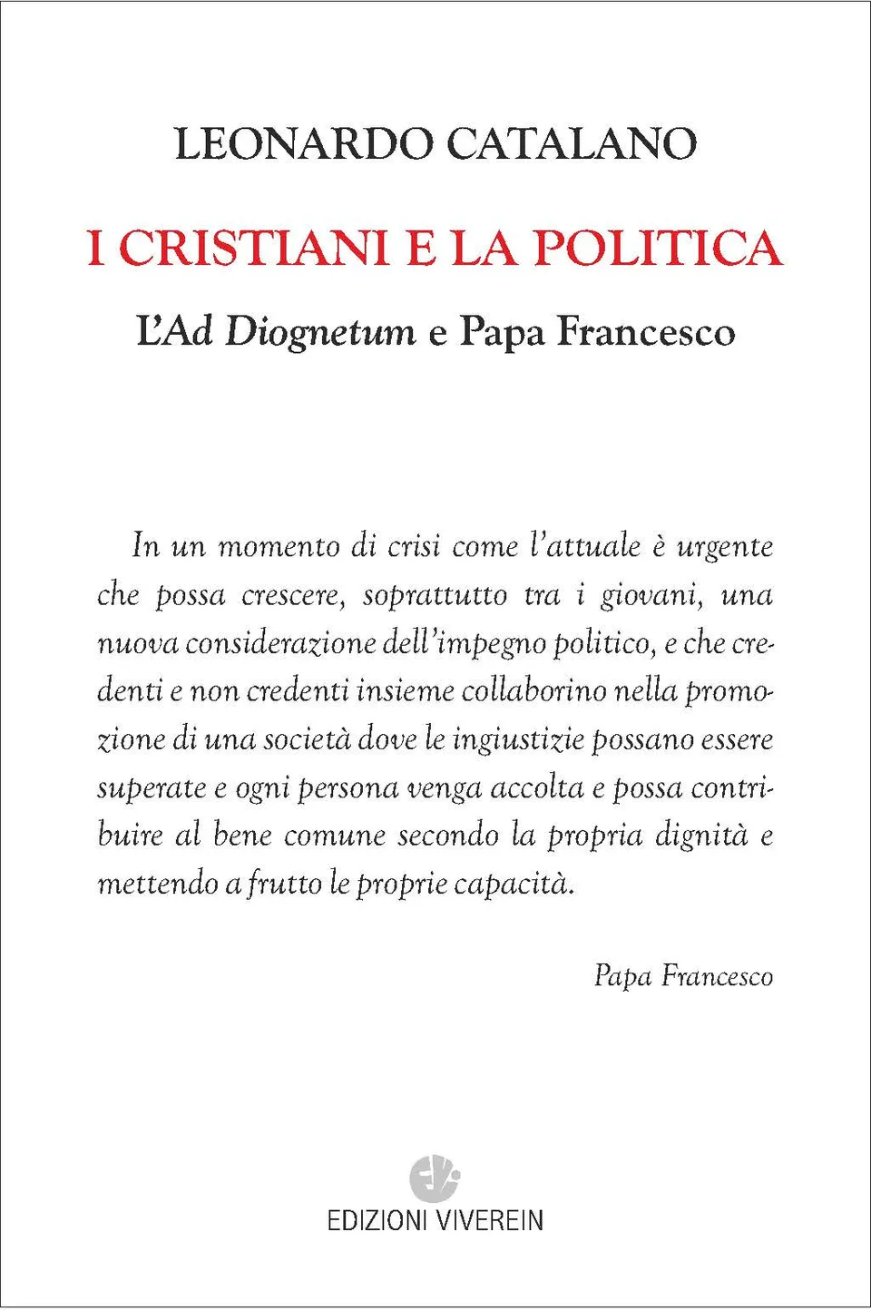 VivereIn Parva Itinera I cristiani e la politica libro Ad Diognetum