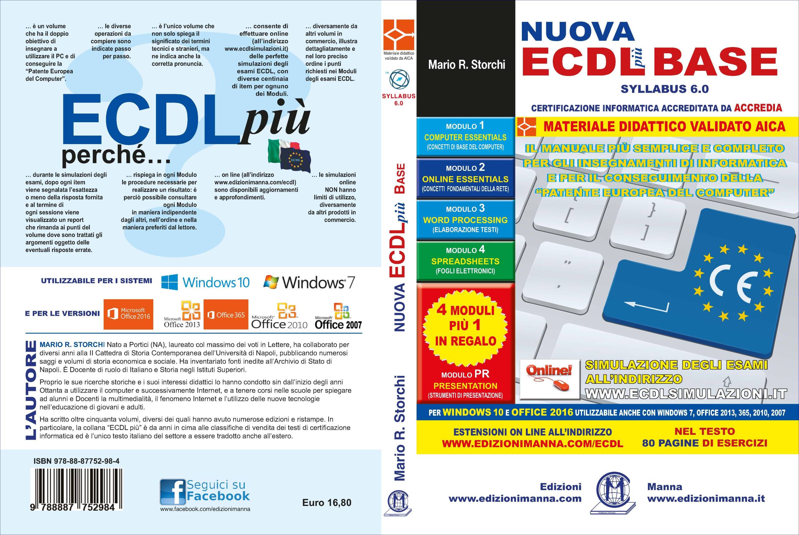Manna Edizioni Nuova ECDL più Base Syllabus 6 Windows 10 Office