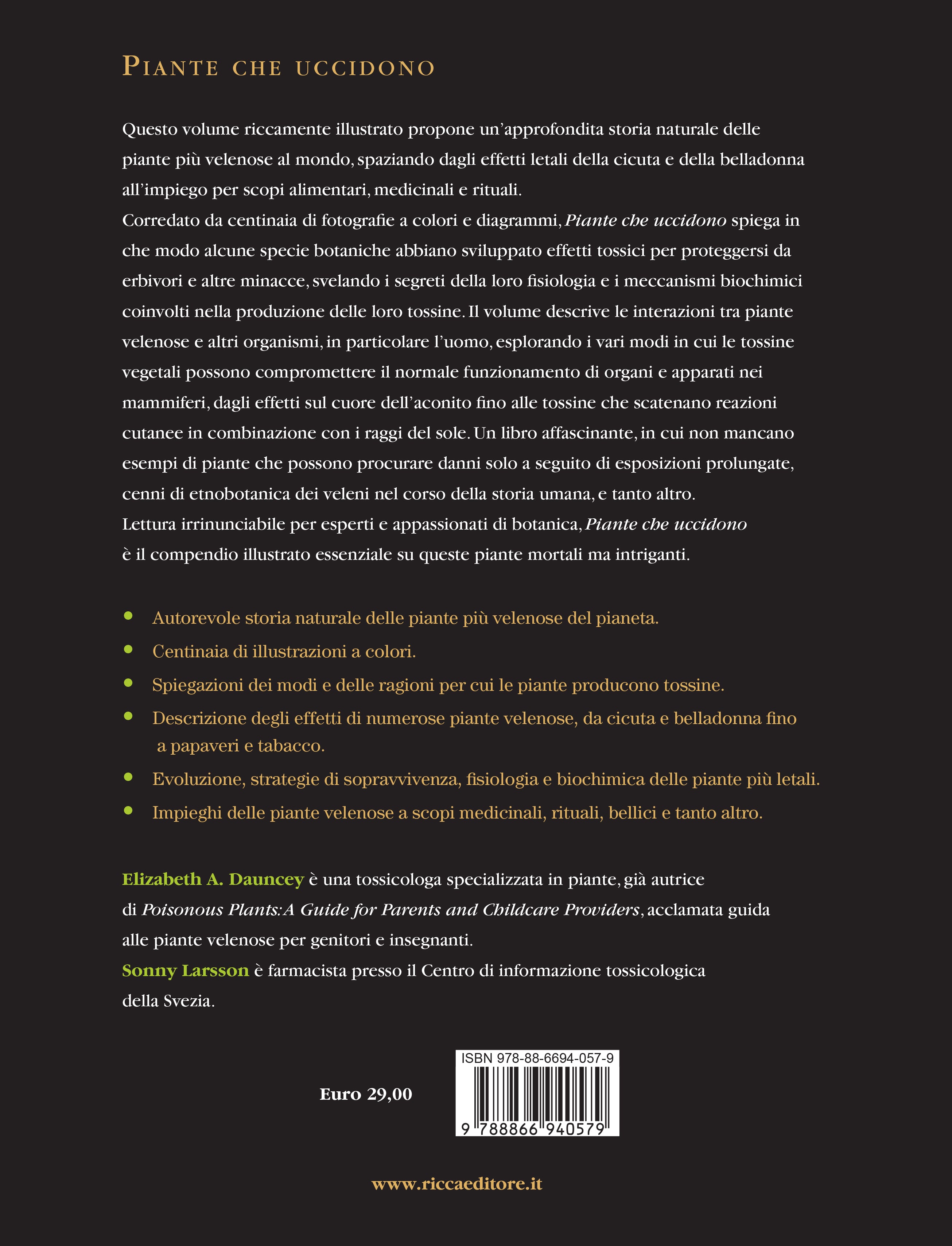 Ricca Editore Piante che uccidono libro piante velenose illustrato