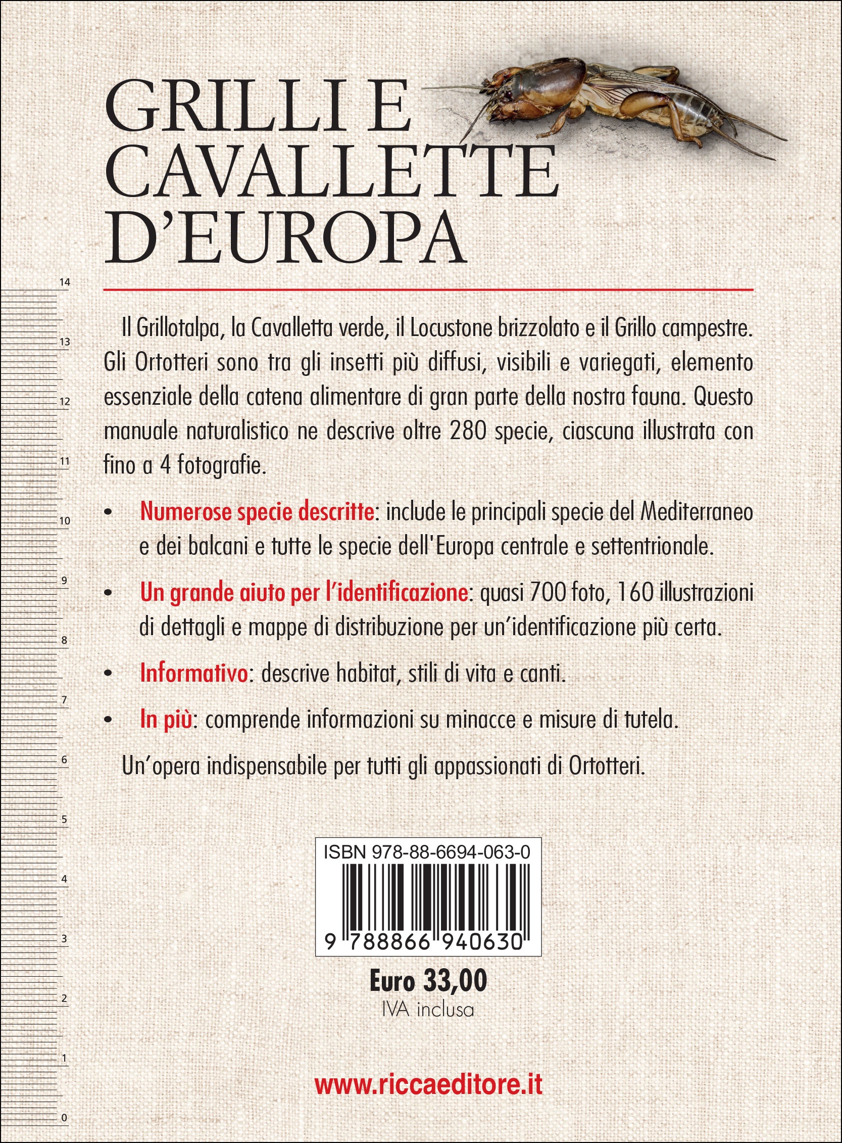 Ricca Editore Insetti Grilli e cavallette d'Europa libro 280 specie