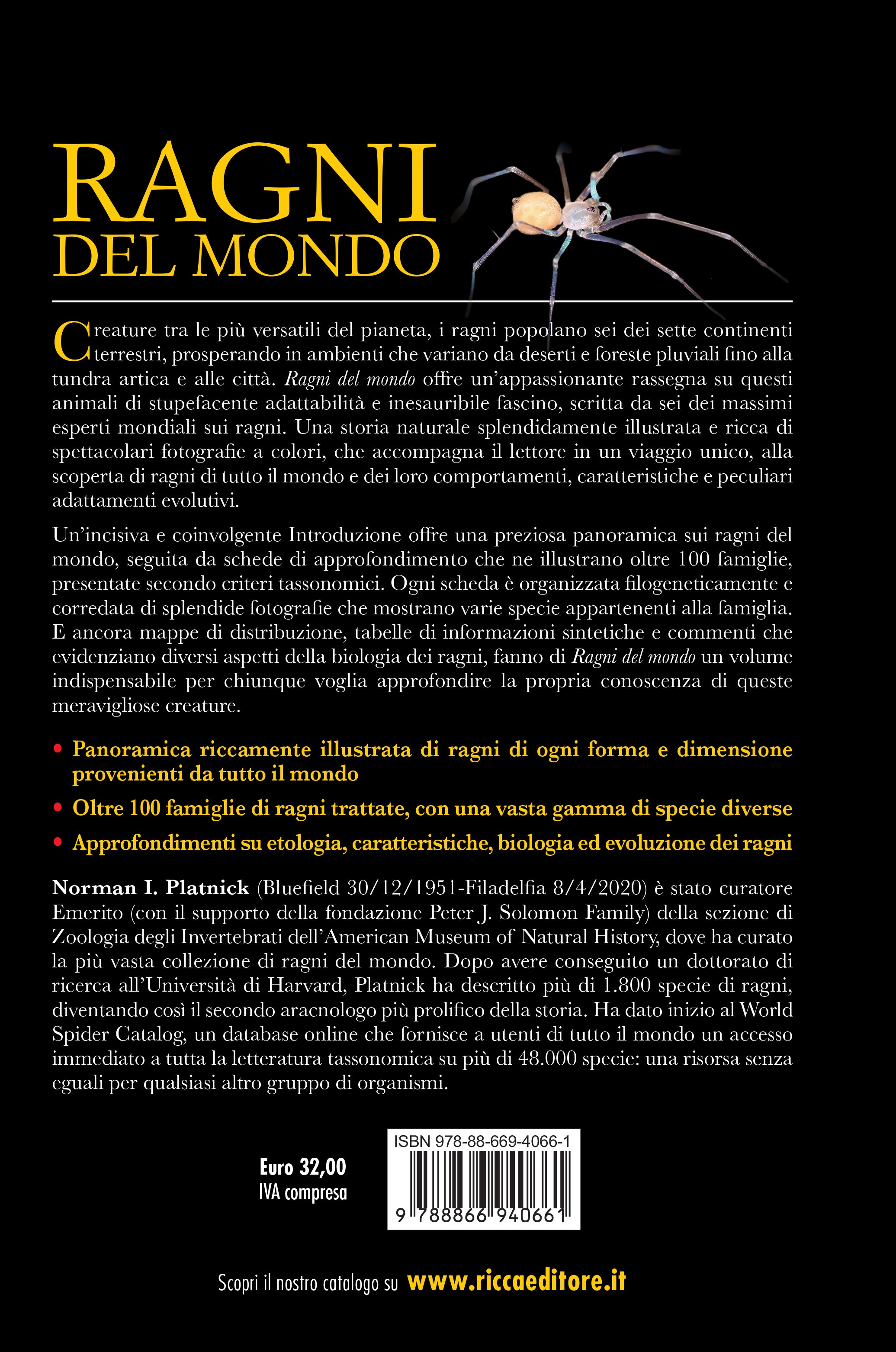 Ricca Insetti e Ragni Ragni del mondo libro 100 famiglie