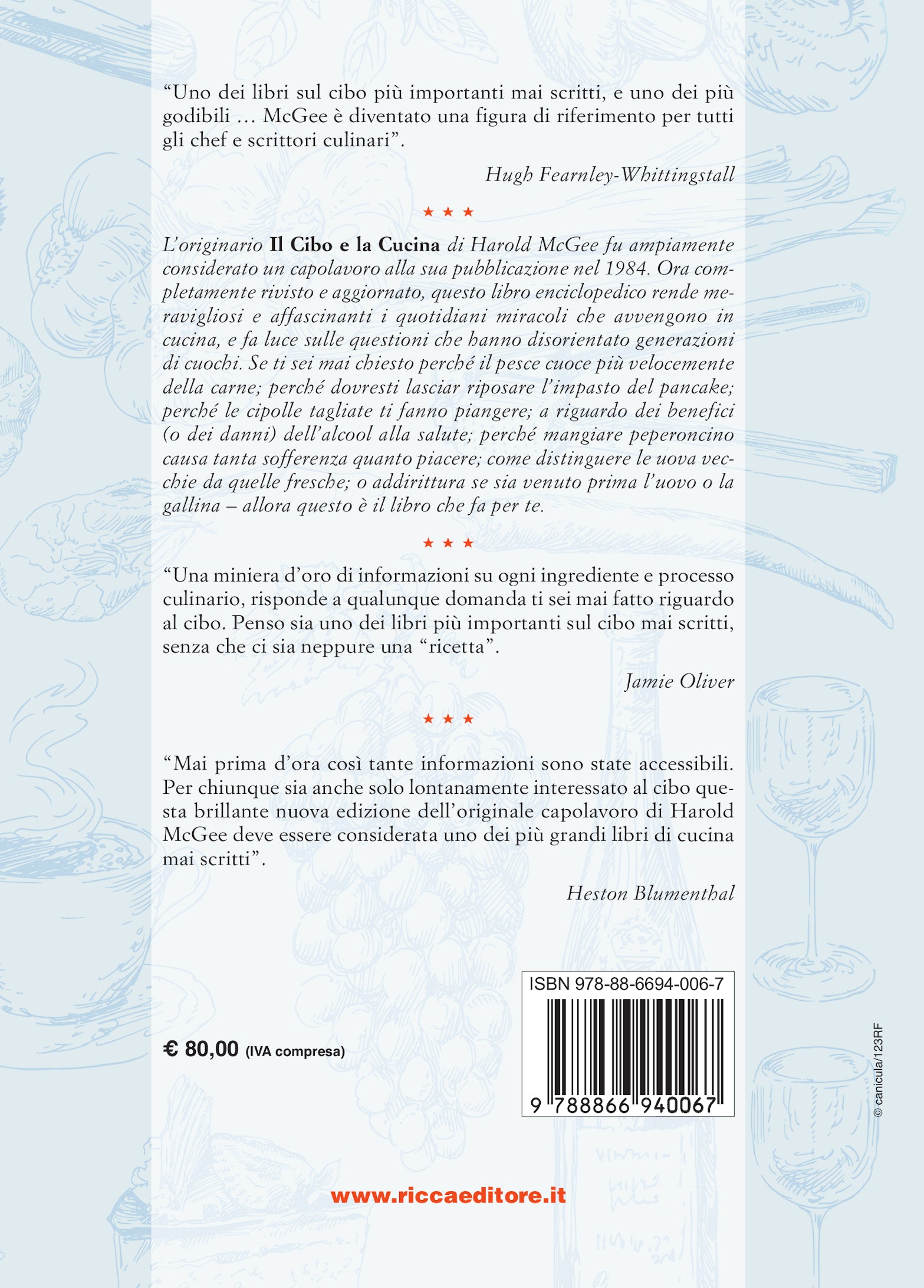 Ricca Editore Il cibo e la cucina saggio scienza gastronomica McGee
