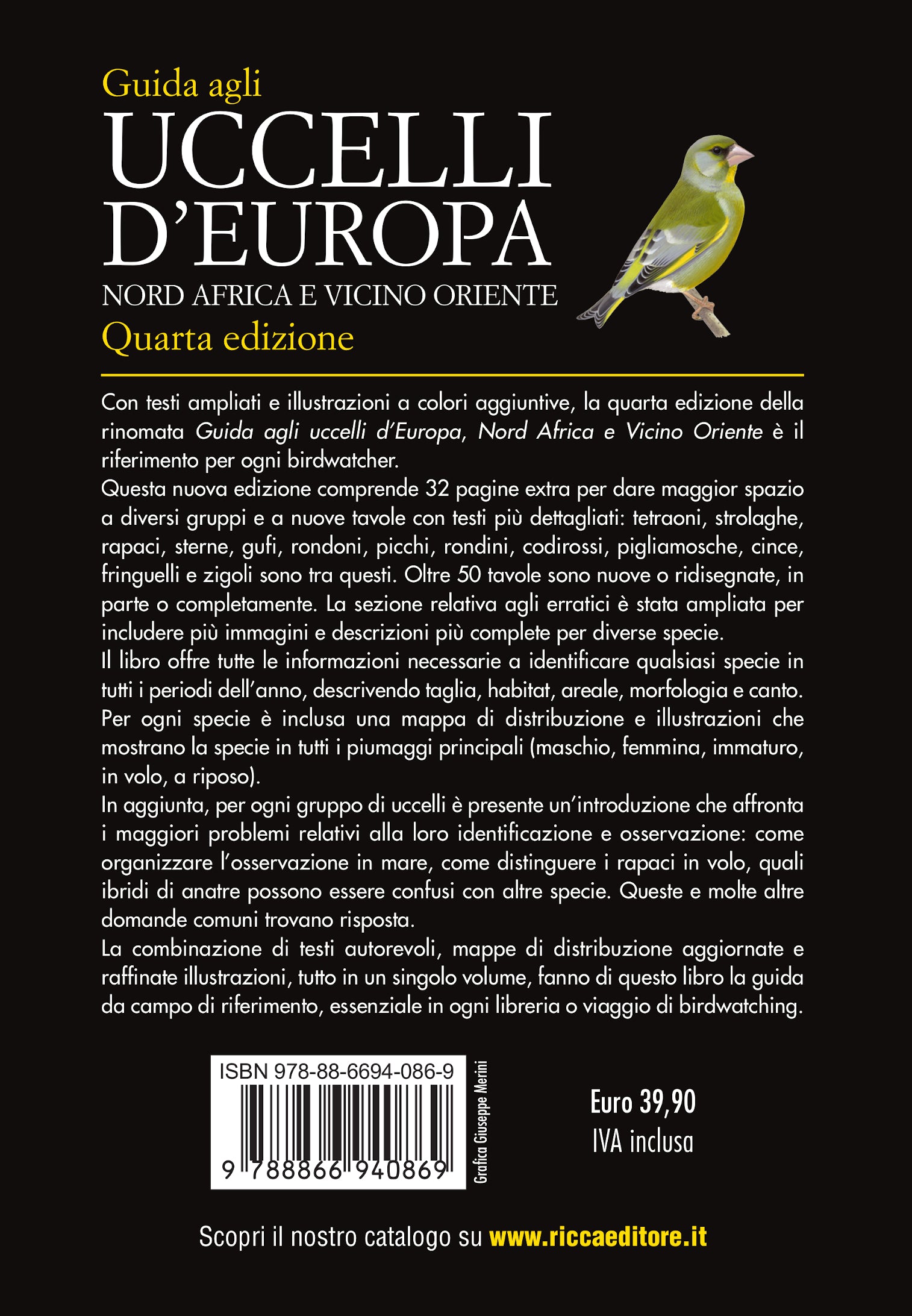 Ricca Birdwatching Guida uccelli d'Europa libro quarta edizione