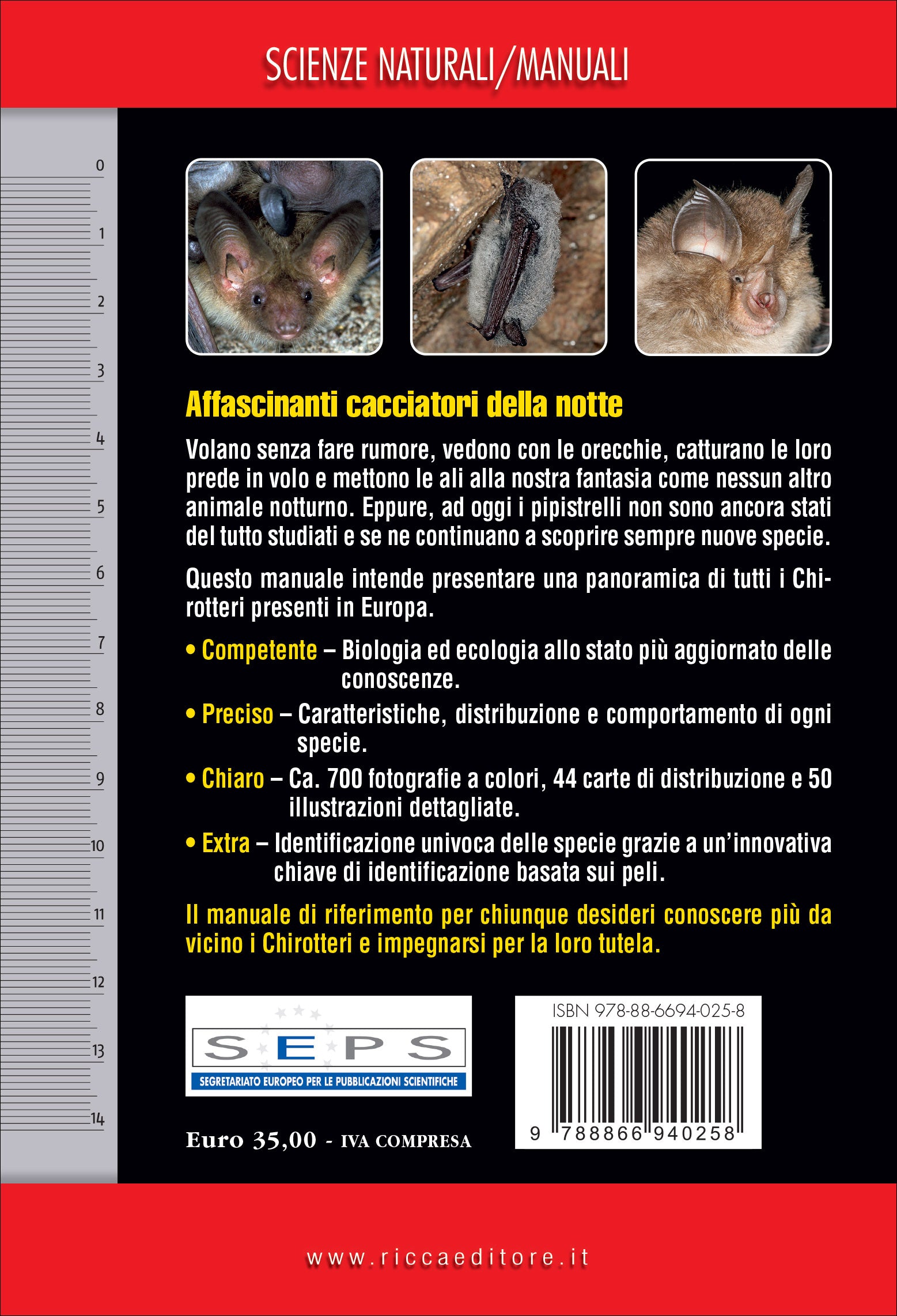 Ricca Editore Pipistrelli d'Europa manuale chirotteri con foto