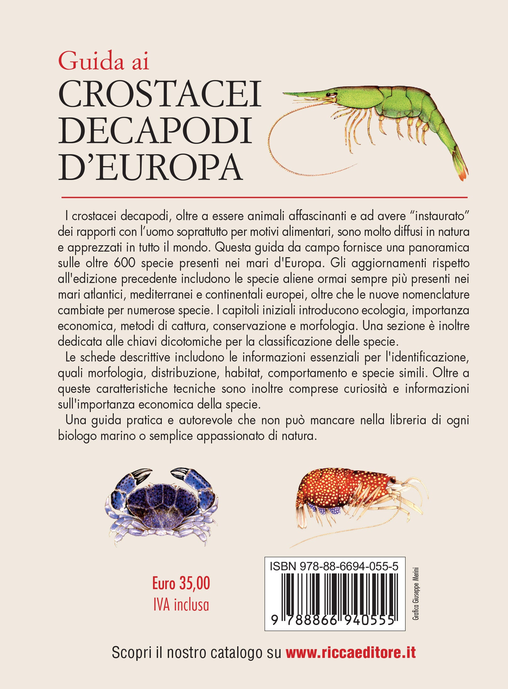 Ricca Editore Mare Guida ai crostacei decapodi d'Europa 600 specie